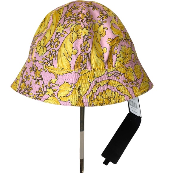 NEW Versace Barocco Print Pink/Yellow Summer Bucket Hat - 57 - Picture 9 of 12